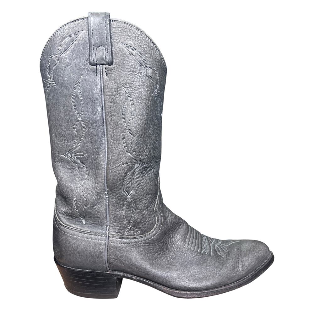 Vintage Dan Post Made in USA Grey Leather Cowboy Boots 11 D